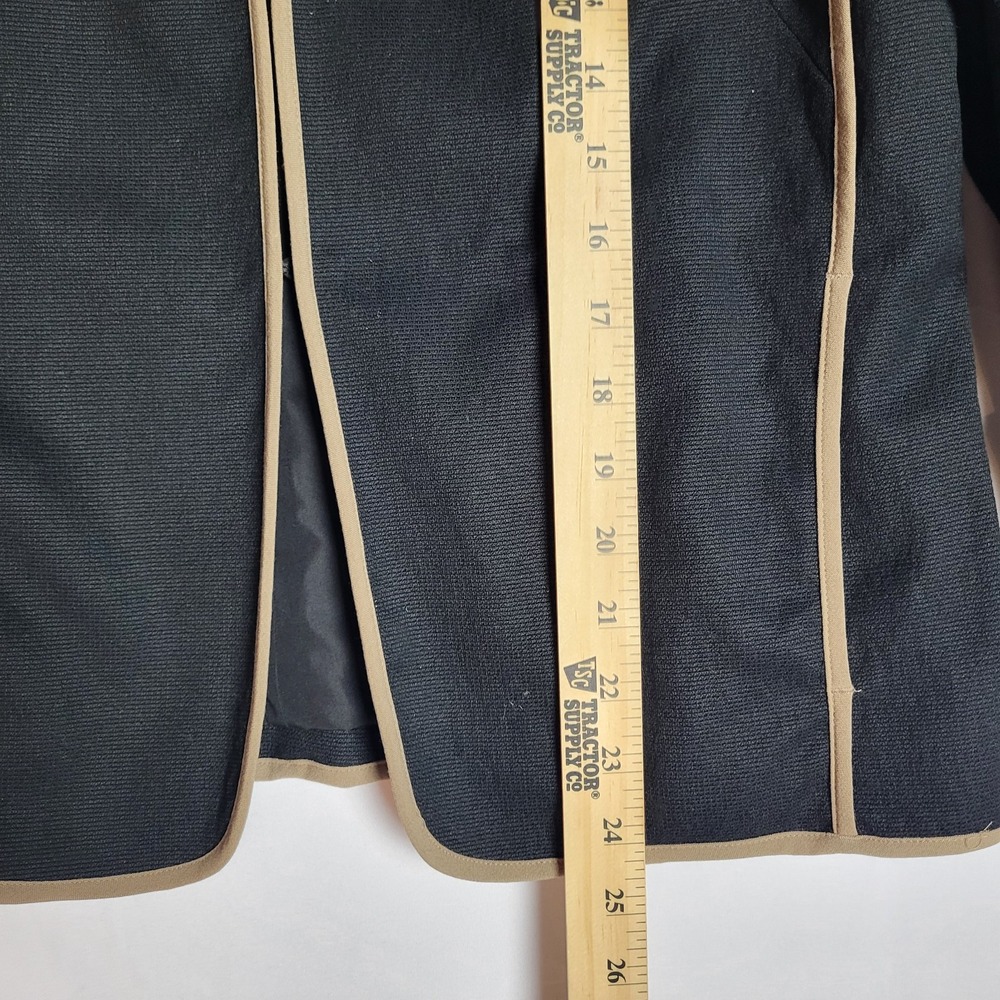 Coldwater Creek Rolled Cuff Jacket Women's 10 Black Brown Piping Clasp Front - Picture 5 of 9